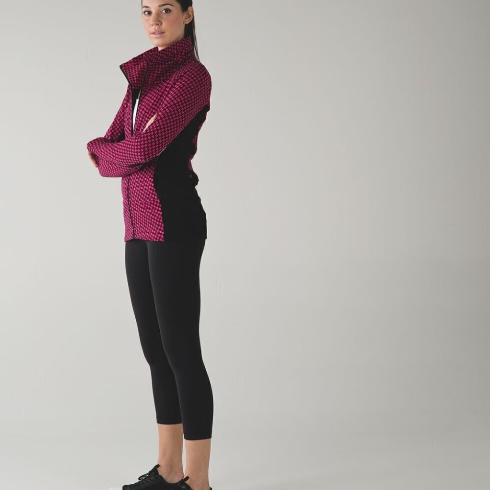 Lululemon Radiant Jacket Womens 4 Pink Black Geometric Full Zip Fleece - Picture 2 of 7